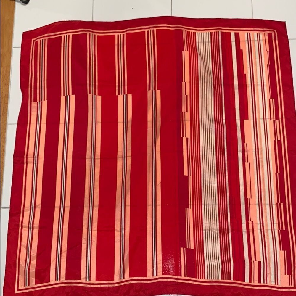 Vtg red and pink striped acetate scarf
